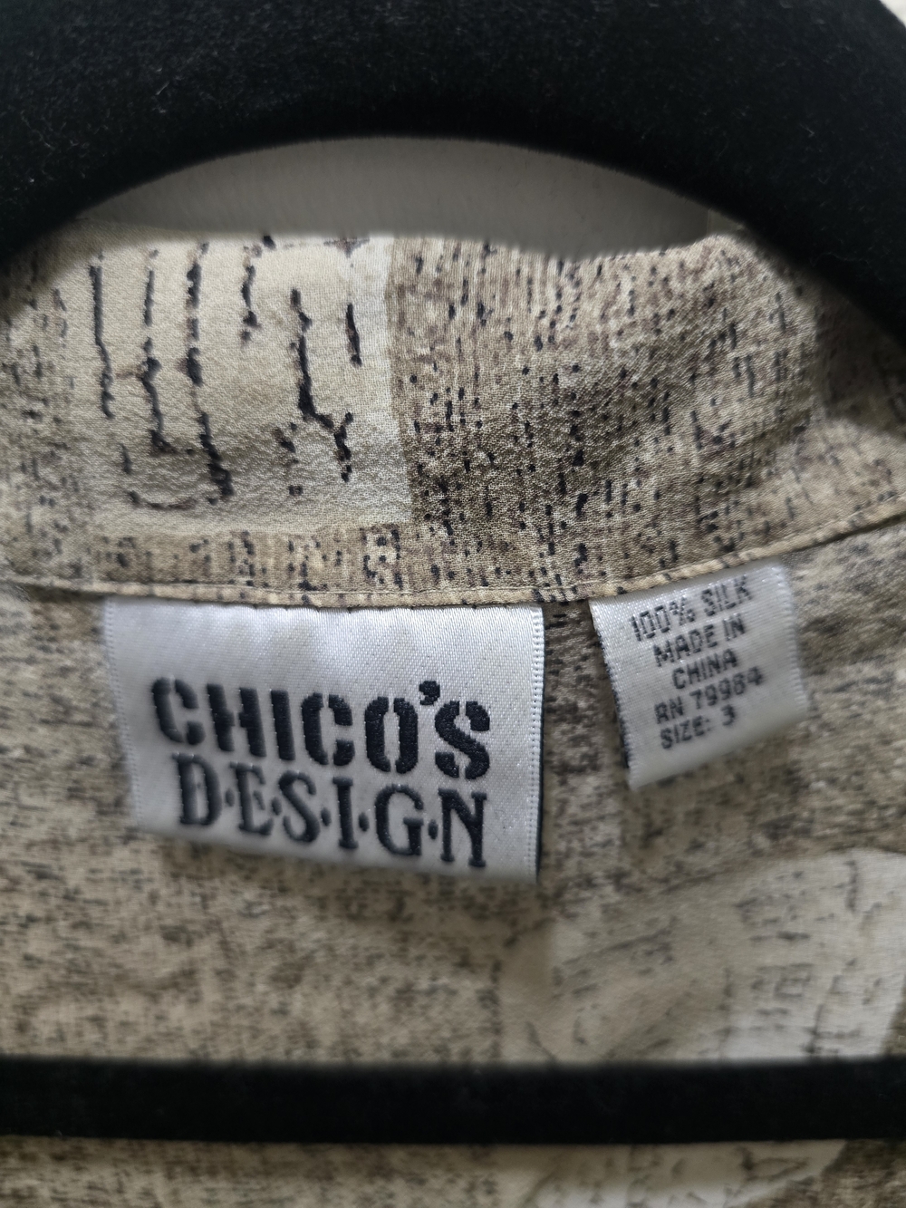 ​Chico's Design 100% Silk Asian-Inspired Buddha Blouse - Forearm Length Sleeves - Picture 2 of 9